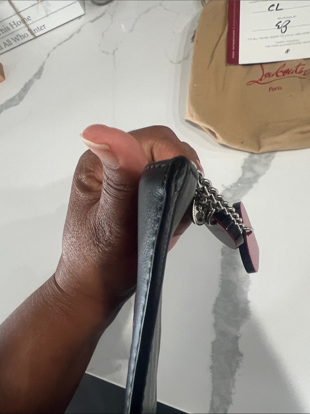 Christian Louboutin Black Leather Pouch with Multicolor 'LOVE' Artwork - Picture 7 of 14